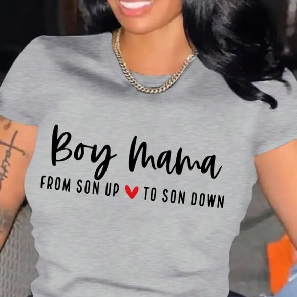 Tops - 2/$30 Boy Mama From Son Up to Son Down Novelty Short Sleeve Tee Gray Large #9675